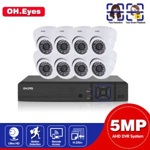 Système Ultra HD AHD H.265 8CH 1080P 5MP DVR Kit 5.0MP Sécurité Cameras Système 8 * 5.0MP Day Night Vision CCTV Sécurité à domicile avec 2 To HDD