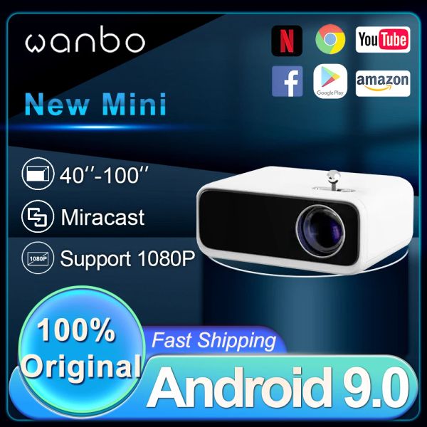 Système Wanbo Mini Projecteur Smart Protable 250ansi Lumens Support HD 1080p Multimedia Global Android 9.0 Home / Office Theatre Beamer