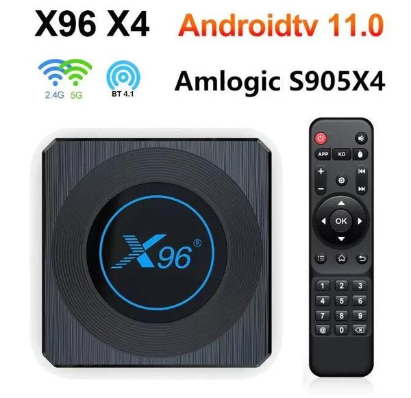 Système X96 TV BOX Android 11 X96 X4 Amlogic S905X4 4G 64GB lumière rvb TVBox Support AV1 8K double Wifi BT4.1 32GB décodeur X96X4