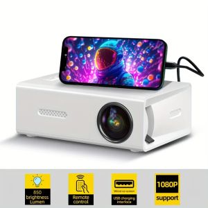 Sistema YG300 Mini Proyector LED Versión 800 Lumen admite decodificación y reproducción de 1080p, compatible con HDMI/USB/AV, enchufe de la UE.