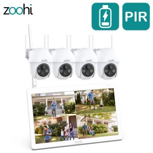 Systeem Zoohi Outdoor Solar Security Camera System Video Surveillance System Kit 3MP IP -camera Oplaadbare batterij PIR Motion Alarm