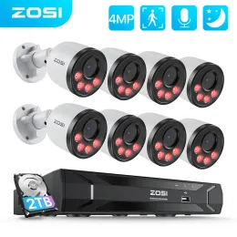 Système Zosi 8CH 4MP HD POE NVR KIT Sécurité Caméra Système H.265 Home Outdoor Audio Record IP Cameras