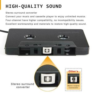 Systèmes 3,5 mm à quatre canaux Mini ABS ABS Stéréo Cassette Adaptateur Adaptateur Car audio pour iPhone