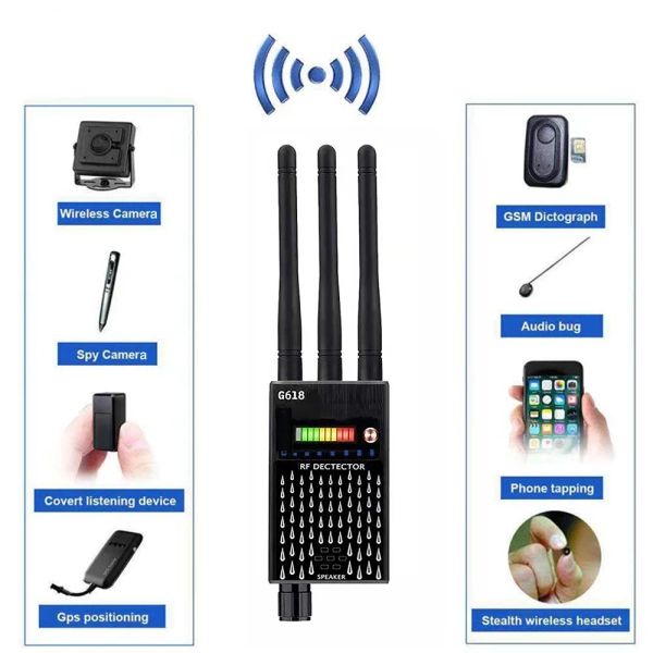 Systèmes G618 G318 Détecteur antipyle Anti candide Camera GSM RF Wireless Signal Finder Tracker Detect GSM Audio Bug Finder GPS Scanner