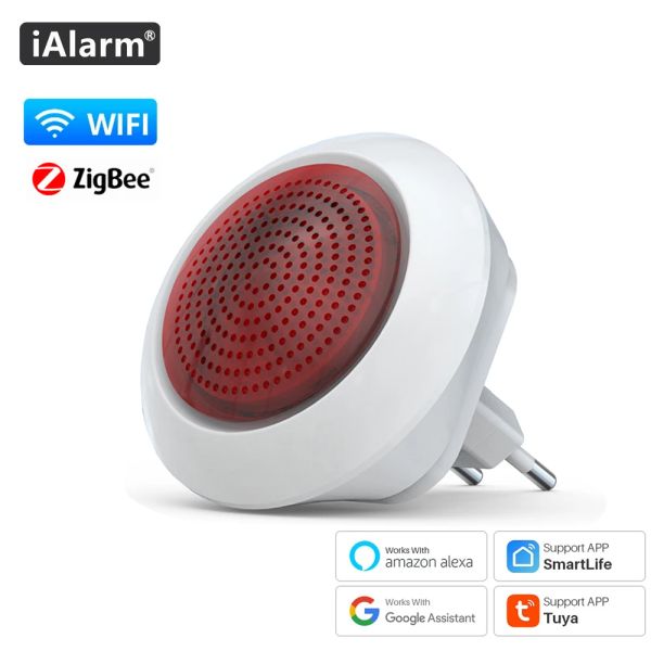 Systèmes Ialarm Tuya Zigbee3.0 Smart Sound Flash Plug Play Wireless Sirentement Sirène Hor