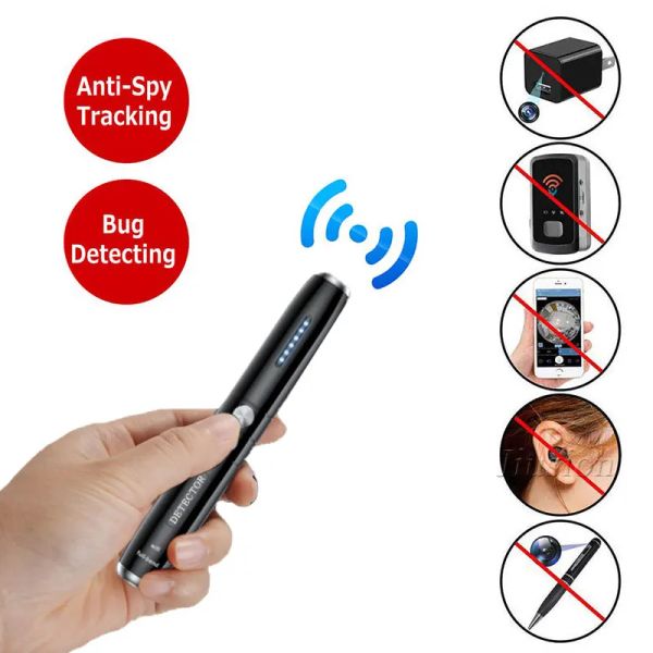 Systèmes Mini Anti Spy RF Signal Scanner Pen Hidden Camera Detector Anti Candid GPS Tracker Tracker Wireless Audio GSM Bug Gadgets Finder