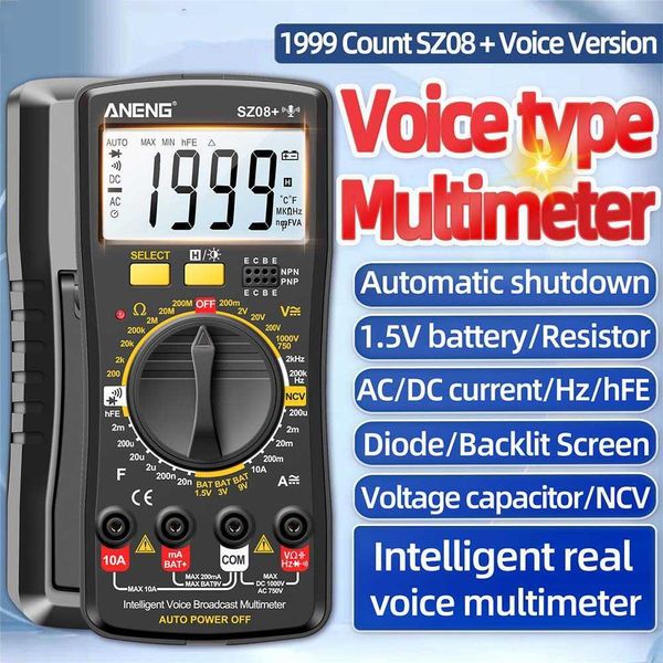 SZ08 LCD multimètre numérique AC DC tension testeur de courant Diode fréquence multitesteur Ultra-mince rétro-éclairage affichage avec Buzzer