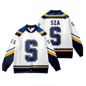 SZA JERSEY SOS Album Merch Chaqueta de béisbol Mujeres Hombres Chaqueta Bomber Ropa de calle Ropa de calle Hip Hop Uniforme de béisbol universitario 231226