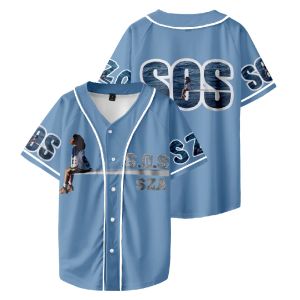 SZA JERSEY SOS nouvel Album T-shirt de Baseball femmes/hommes mode été à manches courtes t-shirts graphiques Streetwear Hip Hop maillot de Baseball