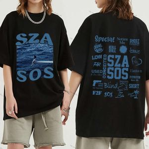 SZA SOS T-shirt Designer T-shirt Fashion Sza Sos Album Musik Baru Vintage Pria Wanita Longgar Grafis Hari Baik Hip Hop T-shirt Harajuku Streetwear Uniseks 935