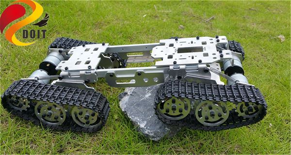 SZDOIT Full Metal 4WD Smart Robot Tank Car Châssis Kit Charge lourde Off-Road Crawler Plate-forme robotique 12V Moteur DIY pour Arduino 201208