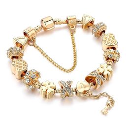 Szelam Mode Witte Kristal Sleutel Bedelarmband Voor Vrouwen Goud Europese Diy Kralen Armbanden Armbanden Pulseira SBR170013254c