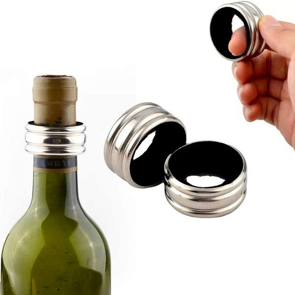 SZHOME Colliers de Bouteille de Vin en Acier Inoxydable Anneau d'Égouttement Doublé de Velours Anti-débordement Attrape-Goutte de Vin pour la Maison Bar Restaurant Fête en Plein Air