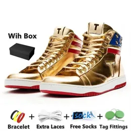 T 2024 Trump Sneakers Basketball Chaussures Casual The Never Surrender High-Tops Designer 1 TS Gold Custom Hommes Baskets en plein air Confort Sport Trendy Lace-up avec boîte 36-45