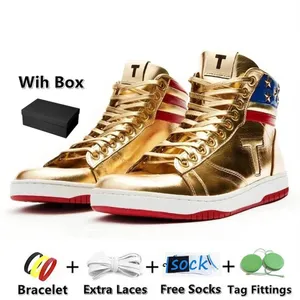 T 2024 Trump Sneakers Basketball Chaussures Casual The Never Surrender High-Tops Designer 1 TS Gold Custom Hommes Baskets en plein air Confort Sport Trendy Lace-up avec boîte 36-45