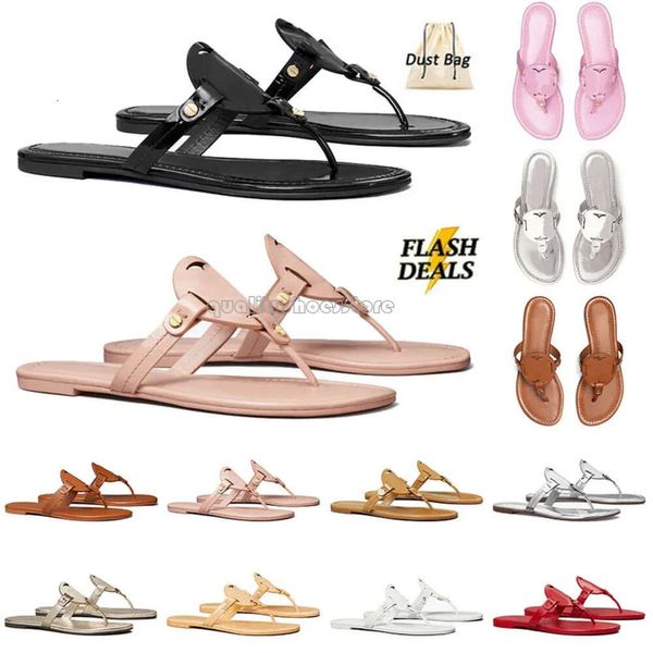 Chaussures de créateurs T et B Femmes Designer glisses sandales Metallic Silver Miller Brun Brown White Rose Sliders Sandles Luxurys MOLANT