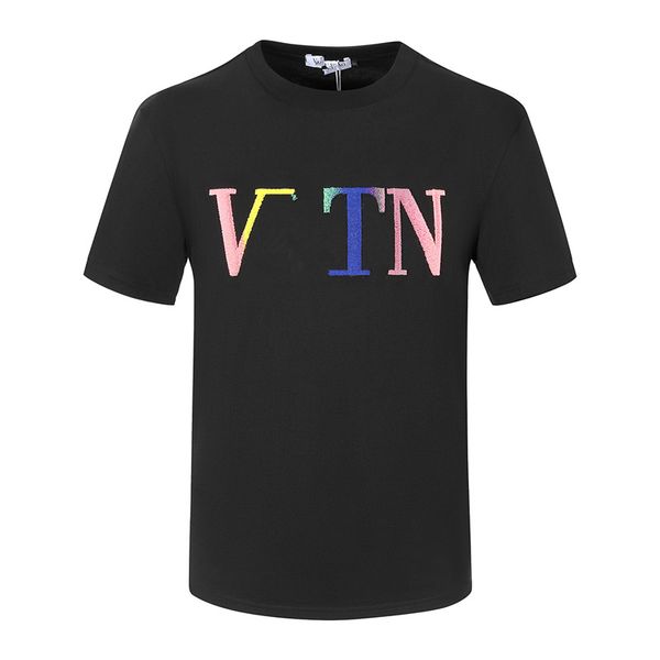 2J17 Designer Galleries Tee Italie Depts T-shirts Casual Homme Valentinos Femmes Tees peints à la main encre splash graffiti lettres lâches manches courtes col rond vêtements DS