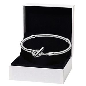 T-Bar Serpent Chaîne Bracelet En Argent Sterling Réel pour Pandora Bijoux De Fête De Mariage Pour Femmes Petite Amie Cadeau Designer Bracelets Avec Coffret Original