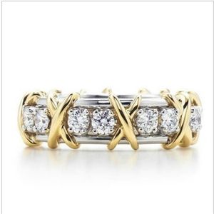 T merk x vorm sona synthetische diamant stallone ring hart en pijlen verloving of bruiloft echte sterling zilveren platina plaat264w
