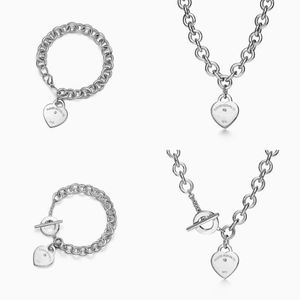 T Designer hart hanger tag Ketting armband oorbellen Dames Luxe Merk Sieraden Klassieke Mode 925 sterling zilver roos 239I