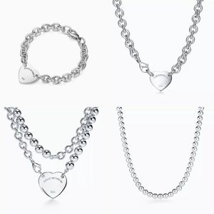 T Designer hart hanger tag Ketting armband stud oorbellen Dames Luxe Merk Sieraden Klassiek Mode 925 sterling zilver roos 268t