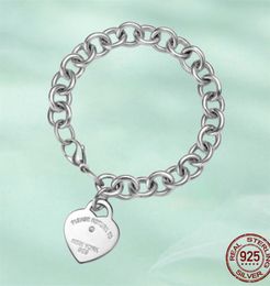 T Designer Bracciale a catena con ciondolo tag cuore con diamanti Collana orecchini a bottone in argento sterling 925 Gioielli in oro rosa 18k oro Fa254Z