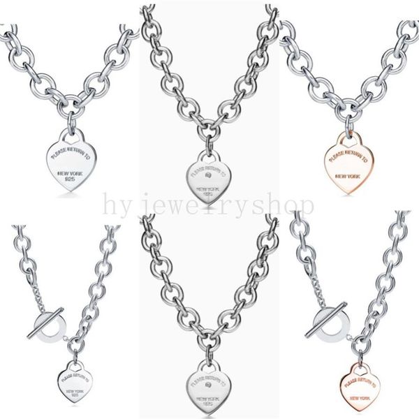 T designer coeur tag pendentif collier bracelet boucles d'oreilles 925 bijoux en argent sterling femmes femmes design luxe mariage Party265R