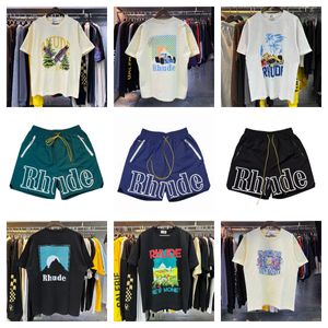 t Designer Tshirt Rhude Short Math Bear Tshirt Long Letter Loose Shorts Gothic Tee Singer Shirts for Men Designer Shirts Tshirts