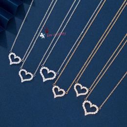 T diamanten halsketting s925 zilveren hartvormige hanger maat vol diamanten sleutelbeenketting lichte luxe X9LH