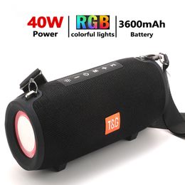 Altavoz portátil TG TG322 40W con Bluetooth, 3600MAH, luz LED RGB, Boombox inalámbrico, Subwoofer impermeable para exteriores, altavoz estéreo