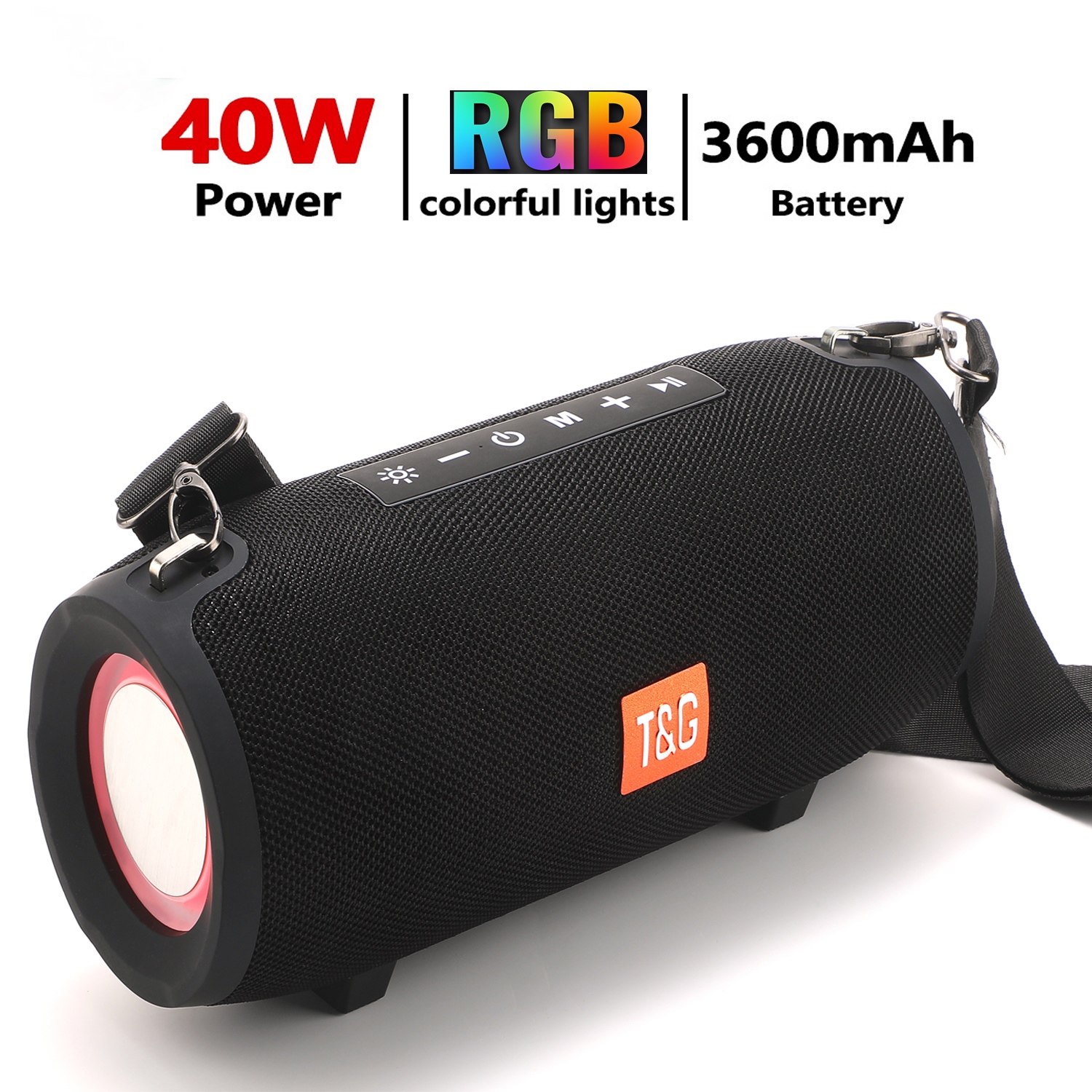 TG TG322 40W PORTABLE Bluetooth Alto 3600mAh RGB LED LED sem fio Boombox à prova d'água Subwoofer Estéreo Loudspeaker