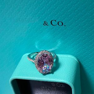 T GG Designer Ring voor vrouwen Luxe diamanten ring Hoge kwaliteit sieraden cadeau Paarse edelsteenring met originele doos