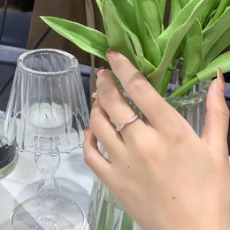 Anillos T GG S925, anillo de banda de armonía de plata con forma de kont y dianond para mujer, joyería de boda, regalo con bolsa de terciopelo PS3612