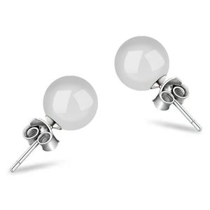 T GG Stud Boucles d'oreilles en perles d'agate naturelle pour femmes 6 mm 8 mm Boucles d'oreilles rondes de luxe en perles Design de mode en cuivre pour filles