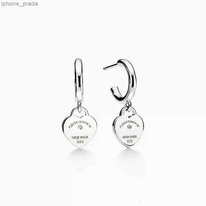 Boucles d'oreilles à breloques en forme de cœur, boucles d'oreilles à clous d'amour en argent sterling 925, bijoux desinger pour femmes, cadeau de fête de la Saint-Valentin, marque de luxe originale