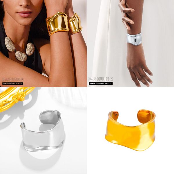 T Home Fashion Designer Bracelet Personnalité Géométrique Golden Cuff Big Bracelet Alloy Bijoux pour les filles de 6/6 cm de large