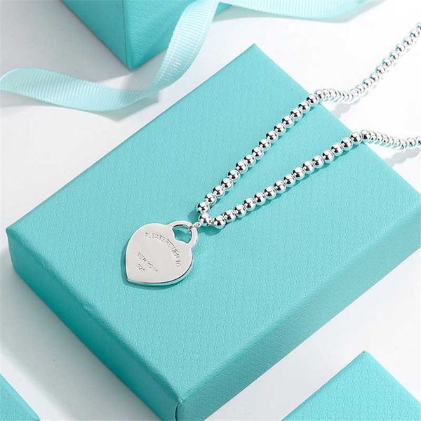 T Home Precision Edition Sterling Silver Rose Gold Heart en forme de perles en argent Collier Round Perles avec sens de conception de haut niveau pour le petit marché 2024 0m65