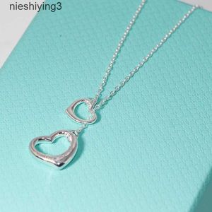 T Jia Di Jia 925 zilveren ketting Boutique sieraden ketting dubbele hartvorm Sterling zilveren ketting High Edition ketting 2024 ontwerper