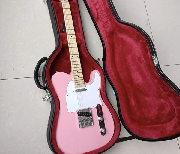 Corps de guitare T L couleur rose, touche en érable, guitare électrique de haute qualité fabriquée à la main, livraison gratuite