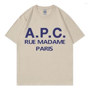 T chemises masculines 2023 T-shirts / femmes de mode d'été T-shirts surdimensionnés APC Print Hip Hop Contrôles à manches courtes