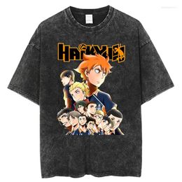 T Chemises pour hommes Anime graphique T-shirt Haikyuu Vintage lavé T-shirt hommes surdimensionné Hip Hop Streetwear été Haruku hauts t-shirts en coton-shirt Shirt Ops Ees
