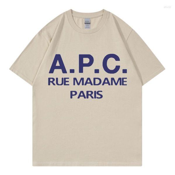 T mens chemises 2023 Men de mode d'été T-shirts T-shirts surdimensionnés APC Print Hip Hop Contrôles à manches courtes