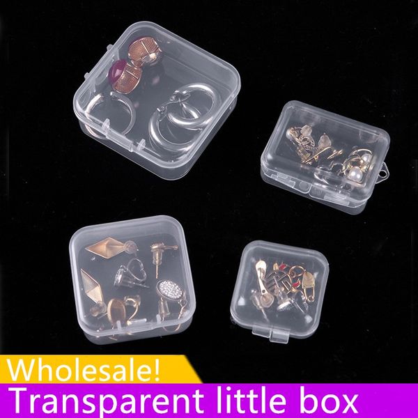 T plastique Transparent petite boîte carrée boîte à bijoux bouchons d'oreille petite boîte bijoux Mini boîte de rangement peut être LOGO B0068