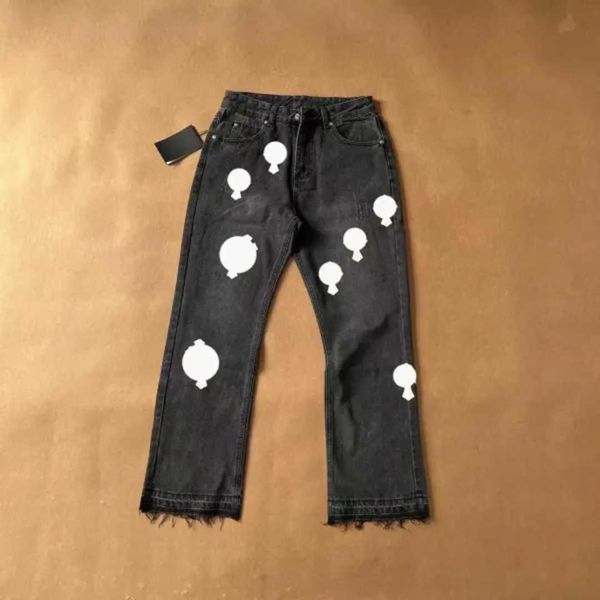 t Diseñador de impresión Hombres Jeans Lavado con piel cruzada Jean Chromeheart con cintura alta Amantes de los hombres Chromees Proceso de retrabajo suelto Chrome 7 XL8T 2 BXGA