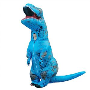 T-Rex dinosaurus opblaasbaar kostuum Halloween opblaaspak blauw mascottekostuum voor kinderen250V