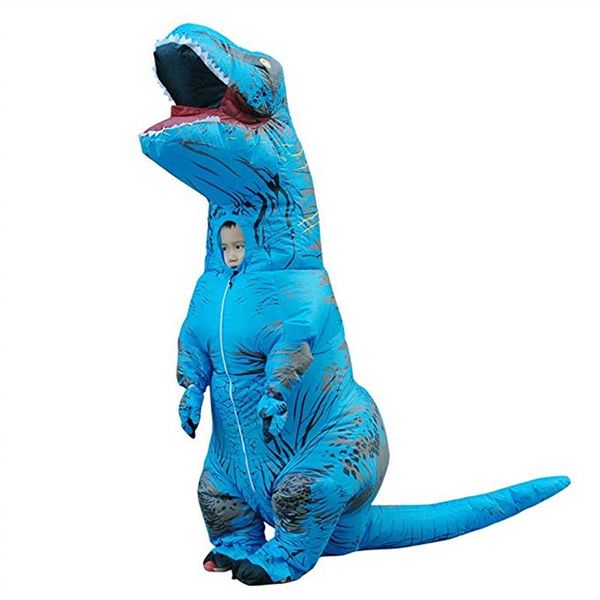 Disfraz inflable de dinosaurio T-Rex Disfraz de mascota azul para niños 298v