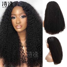 Bandeau en forme de T véritable perruque de cheveux humains T Part Lacewig 13x5x1AfroKinky Curlyhuman hair 230323