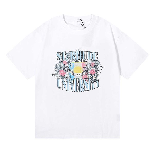 Camiseta 100% Rhude Diseñador de moda Camisa de algodón Calle Hombre Alto Hip Hop Casual Pareja Manga corta 24sss-xl 12