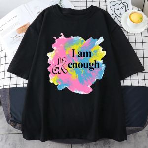 T-shirt à manches courtes avec lettres imprimées, humoristique et humoristique, avec le film I Am Kenough, tendance 2023