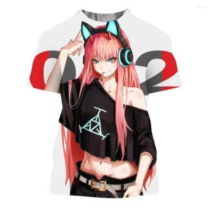 T-shirt 2024 Summer Sexy Tees: Anime Darling in the Franxx 3D Print Rijse Girl Tee Tops